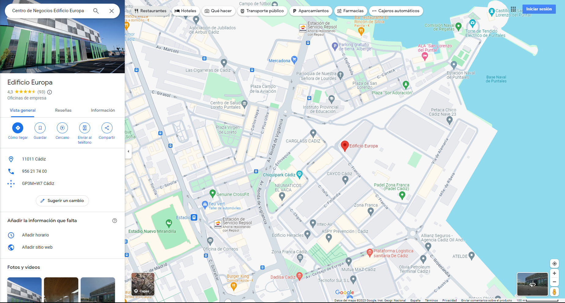 Edificio Europa en Google Maps (Abre en nueva ventana)